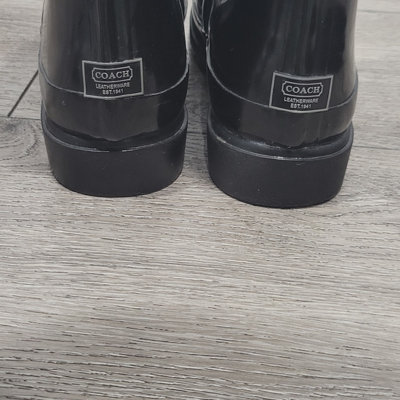 Black Coach rainboots size 10 - Picture 4 of 7